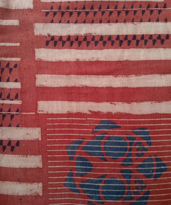 2.5m red blue handspun handwoven cotton ajrakh kurta material