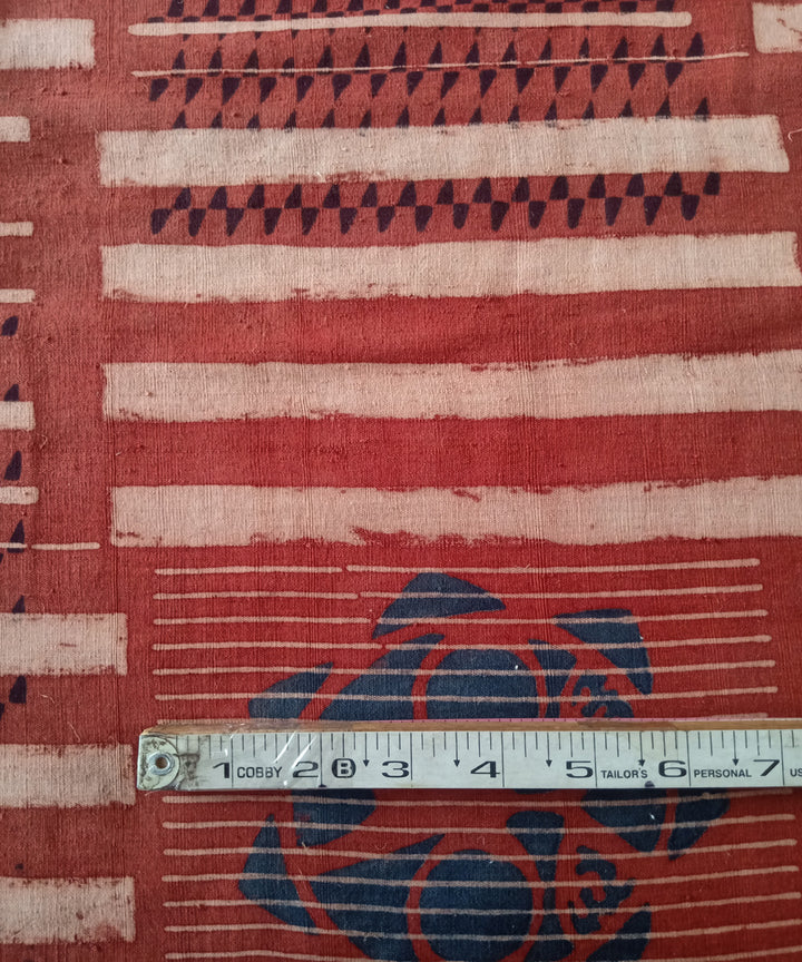 2.5m red blue handspun handwoven cotton ajrakh kurta material