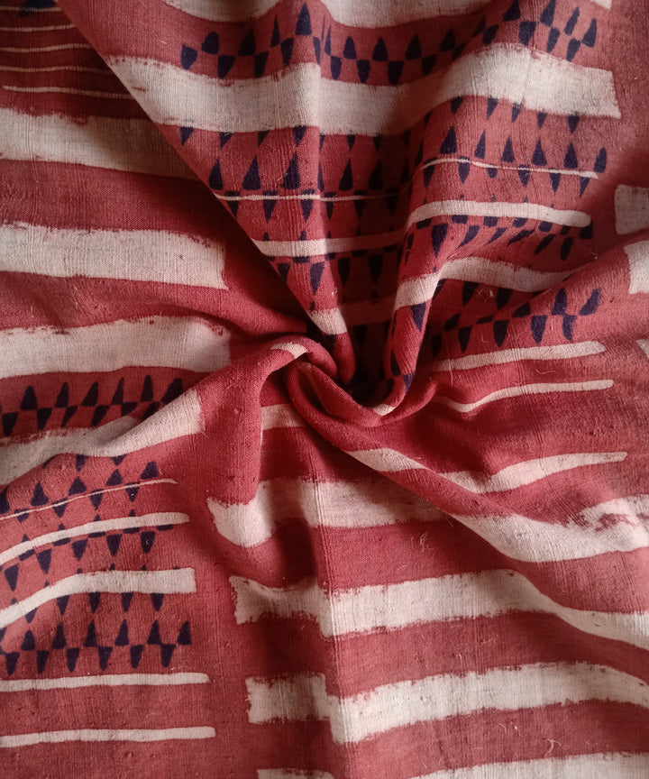 2.5m red blue handspun handwoven cotton ajrakh kurta material