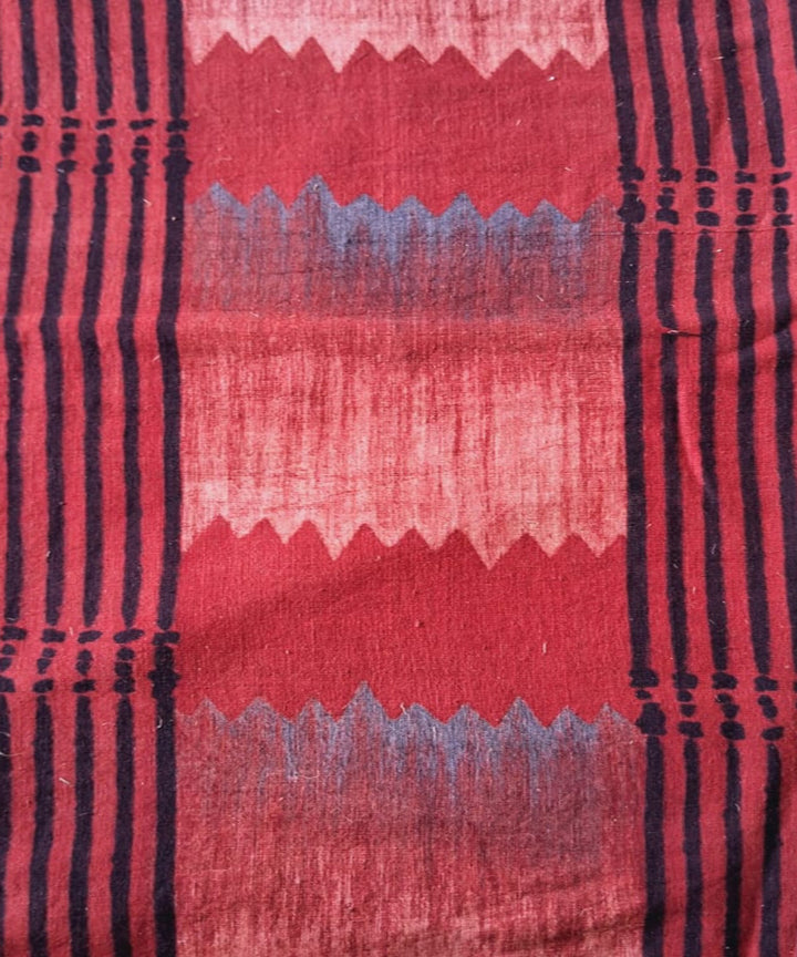 2.5m red blue handspun handwoven ajrakh cotton kurta material