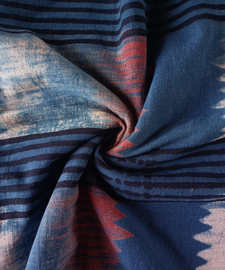1m blue red black handspun handwoven cotton ajrakh kurta material