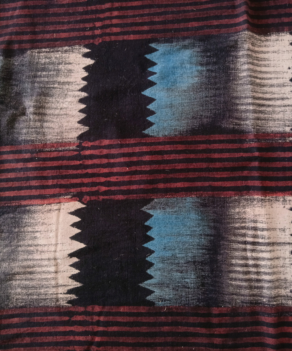1m black blue red cotton handspun handwoven ajrakh Blouse Piece