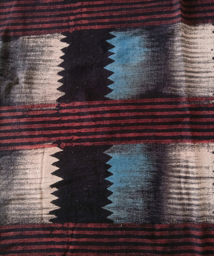 1m black blue red cotton handspun handwoven ajrakh Blouse Piece