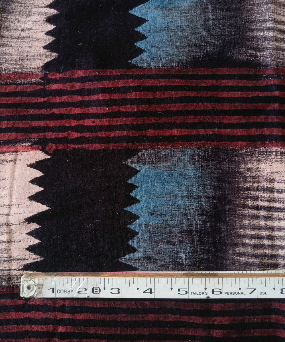 1m black blue red cotton handspun handwoven ajrakh Blouse Piece