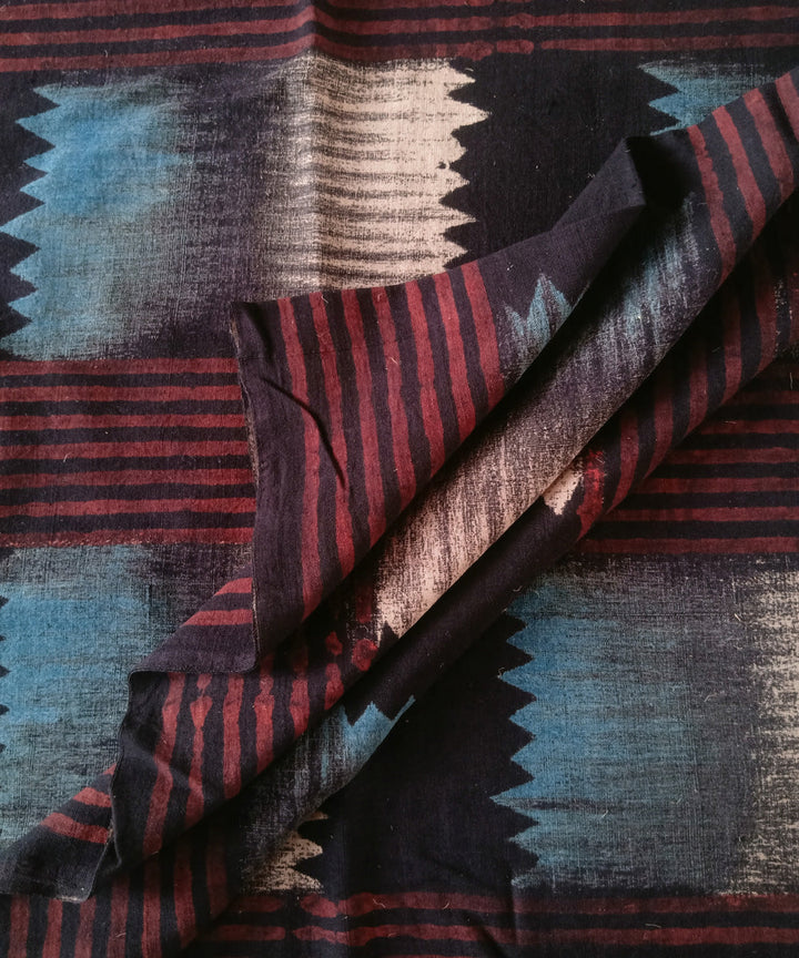 1m black blue red cotton handspun handwoven ajrakh Blouse Piece