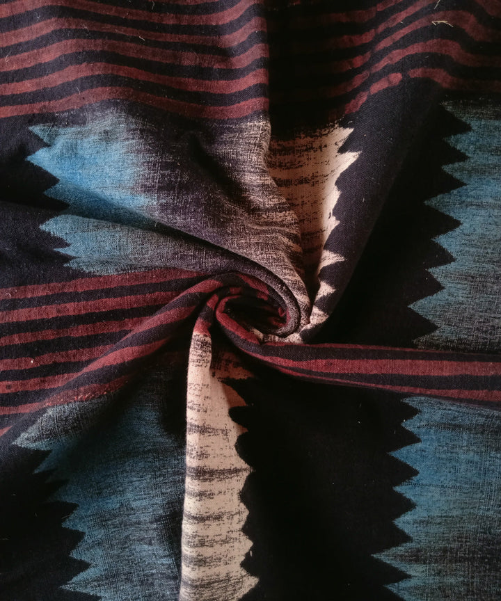 1m black blue red cotton handspun handwoven ajrakh Blouse Piece