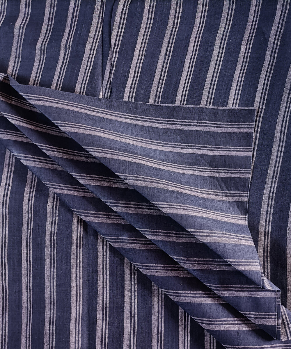 2.5m indigo grey stripes handspun handloom cotton kurta material