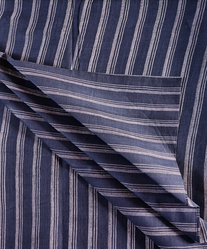 2.5m indigo grey stripes handspun handloom cotton kurta material