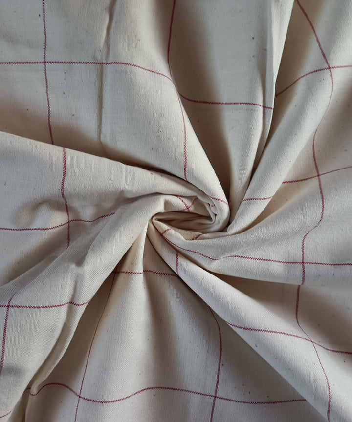2.5m white red checks handspun handloom cotton kurta material