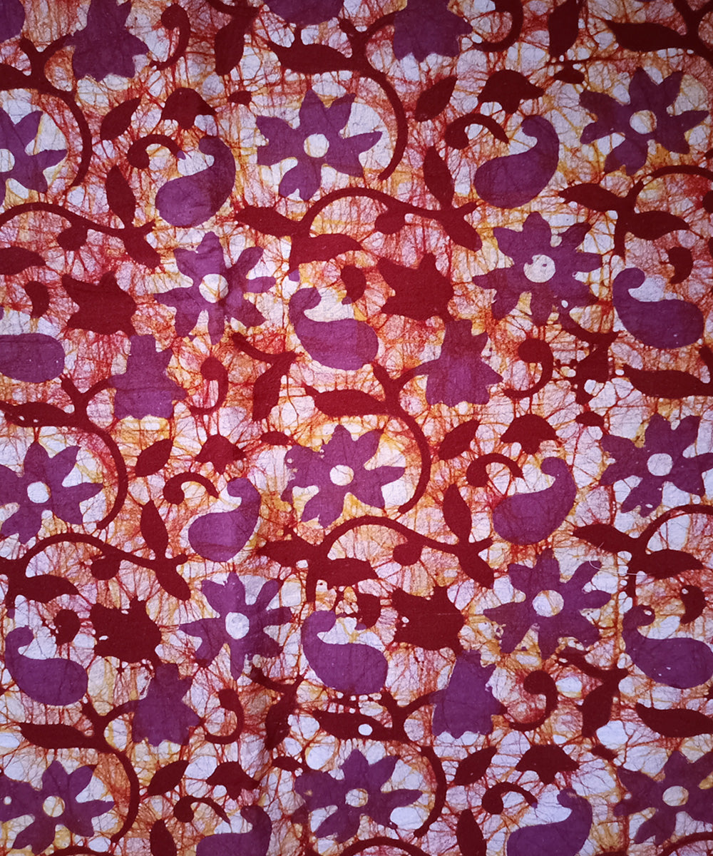 3pc Red purple handspun handwoven cotton batik dress material