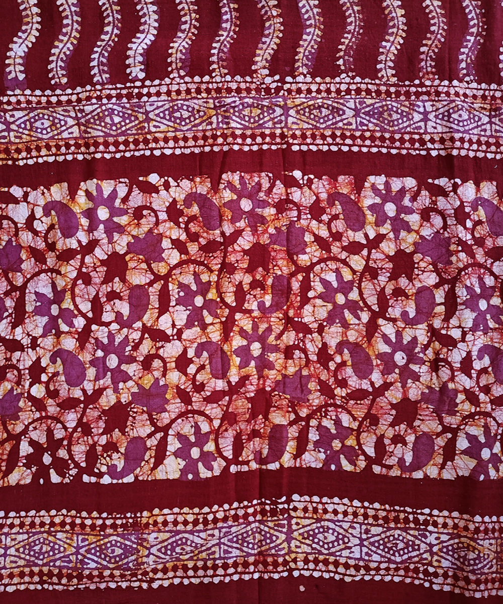 3pc Red purple handspun handwoven cotton batik dress material
