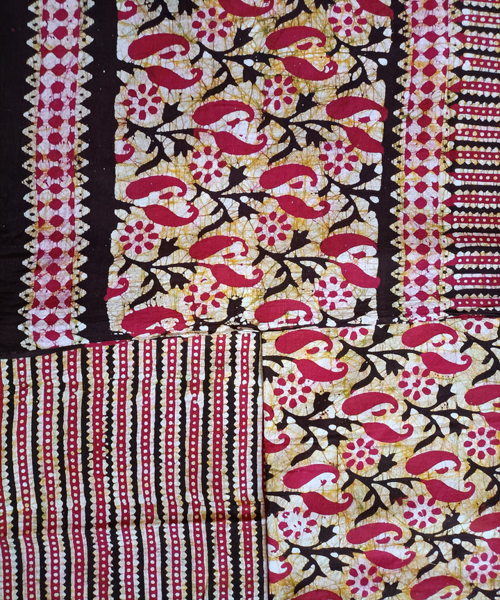 3pc Pink black handspun handwoven cotton batik dress material