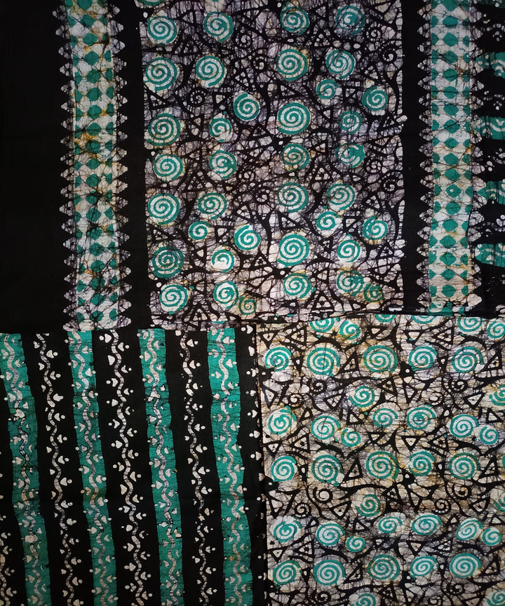 3pc Green black handspun handwoven cotton batik dress material