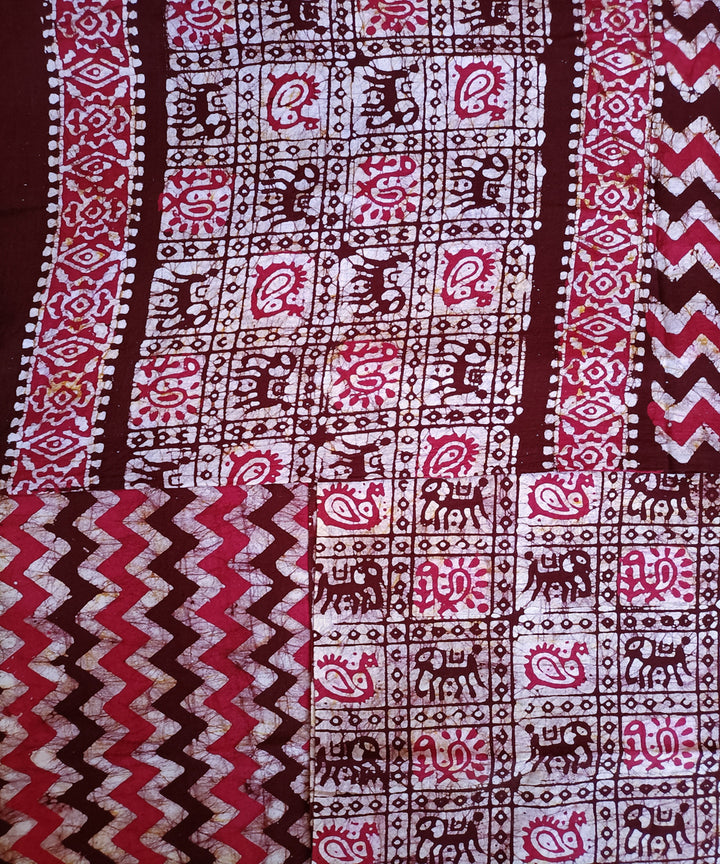 3pc Pink maroon handspun handwoven cotton batik dress material