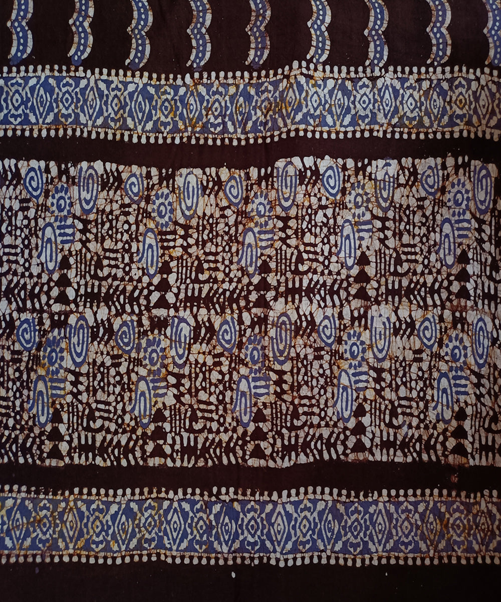 3pc Brown yellow grey handspun handwoven cotton batik dress material
