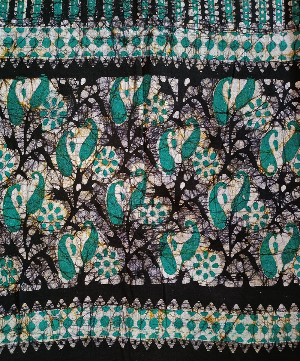 3pc Green black coffee handspun handwoven cotton batik dress material
