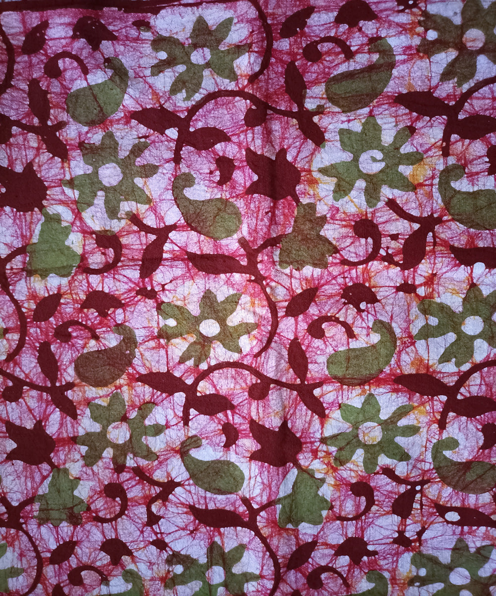 3pc Pink green handspun handwoven cotton batik dress material