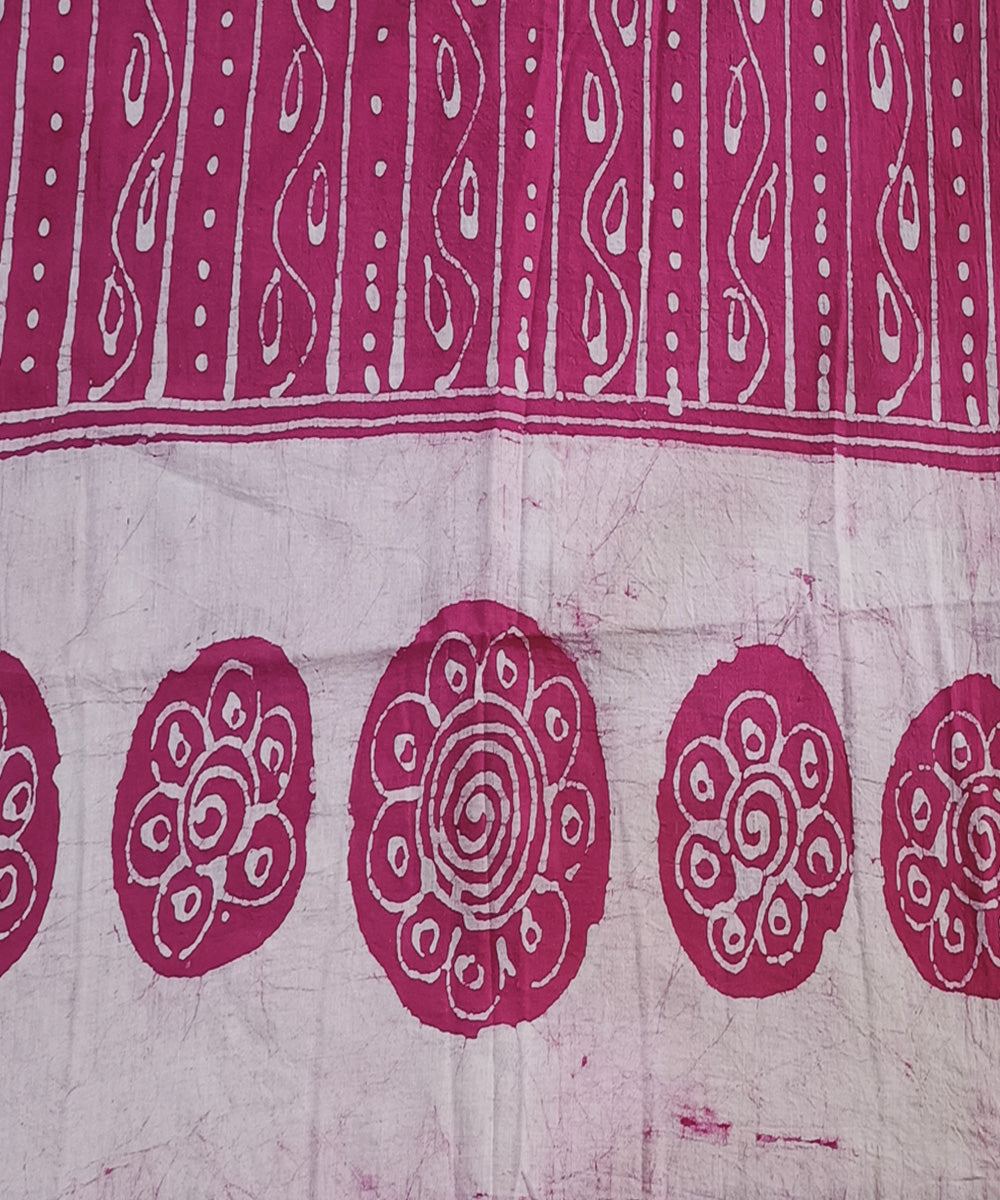 3pc Pink brown handspun handwoven cotton batik dress material