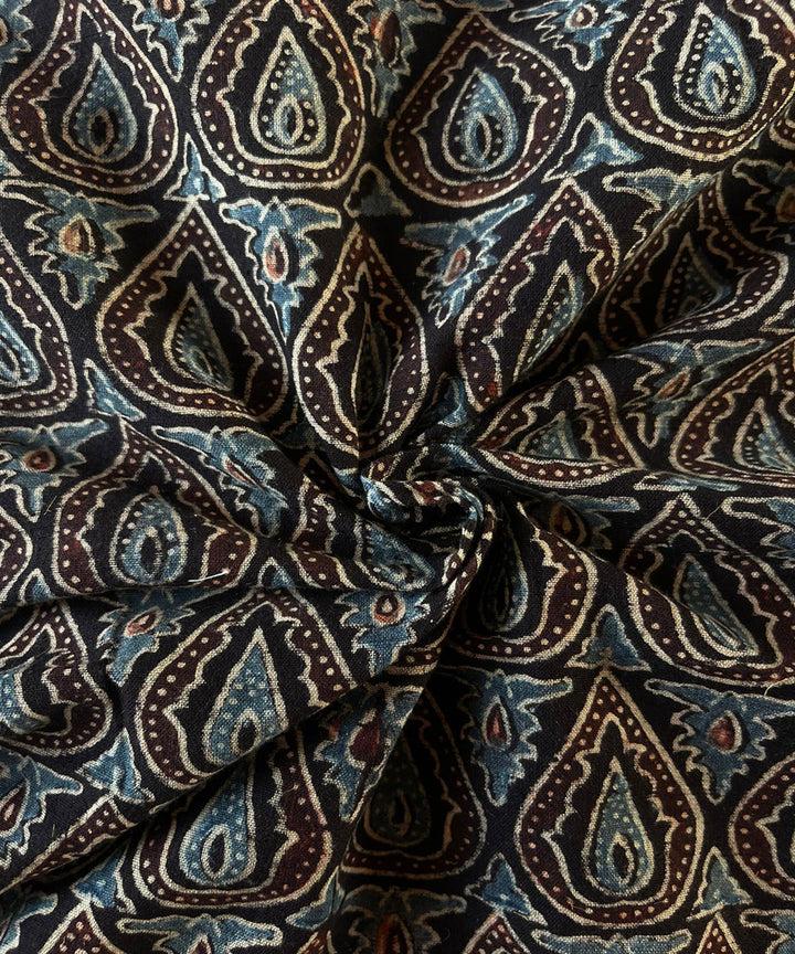 2.5m black blue cream red khadi cotton ajrakh print kurta material