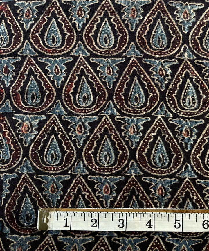 2.5m black blue cream red khadi cotton ajrakh print kurta material