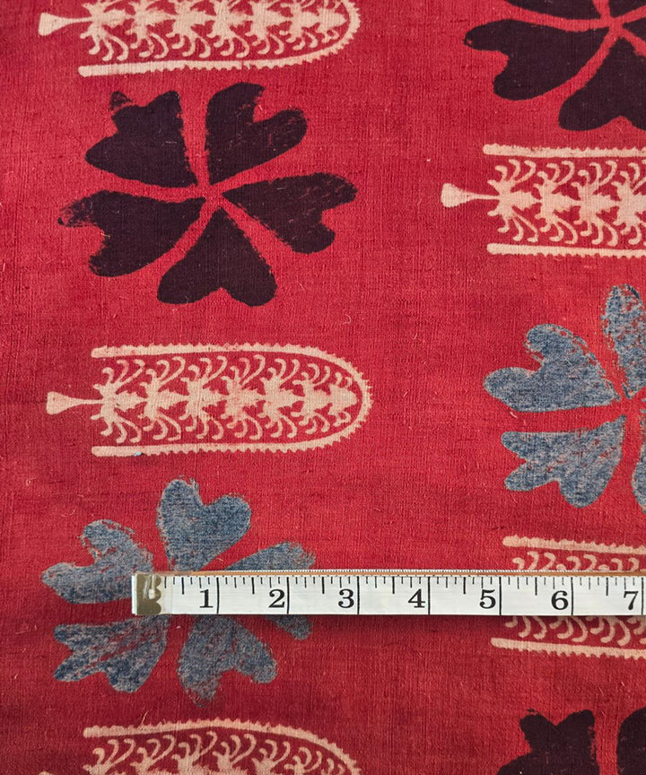 2.5m red blue cream khadi ajrakh print cotton kurta material