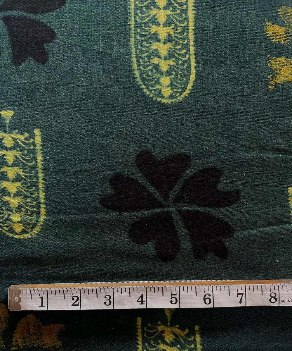 2.5m green yellow black khadi ajrakh print cotton kurta material