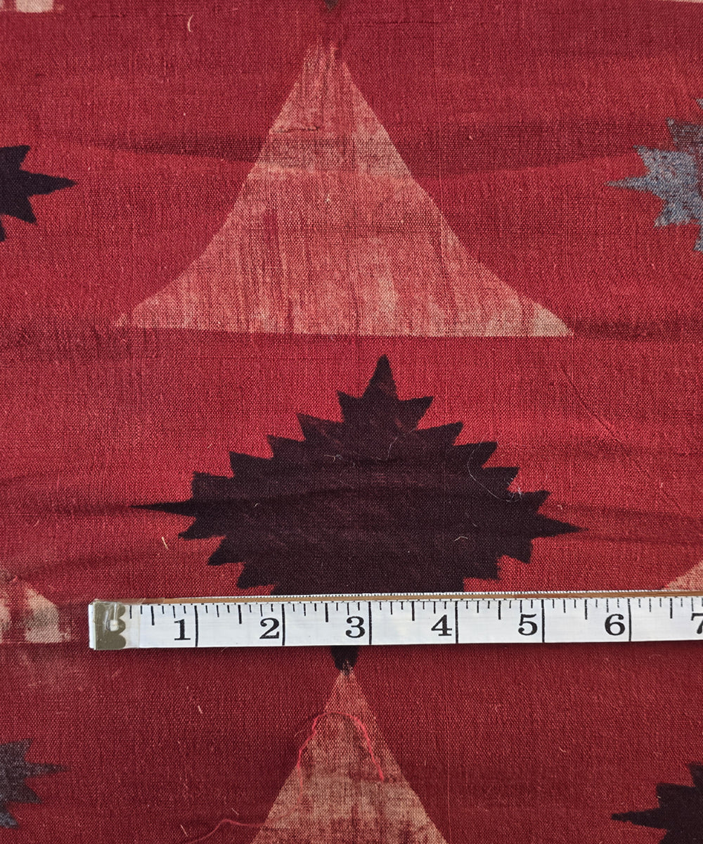 2.5m red blue cream khadi cotton ajrakh print kurta material