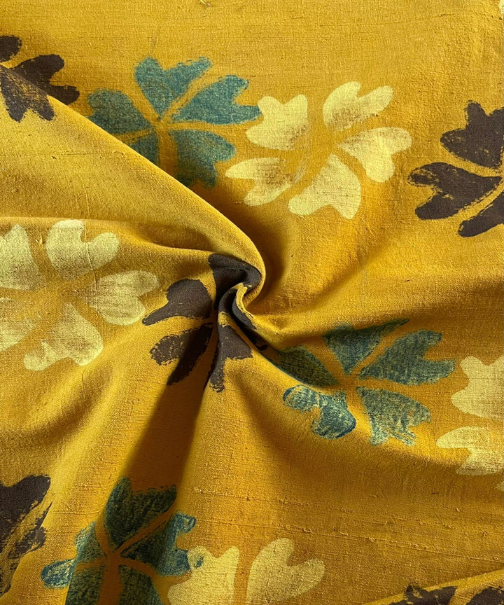 2.5m yellow blue cream khadi cotton ajrakh print kurta material