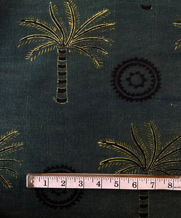 2.5m green yellow black ajrakh print khadi cotton kurta material