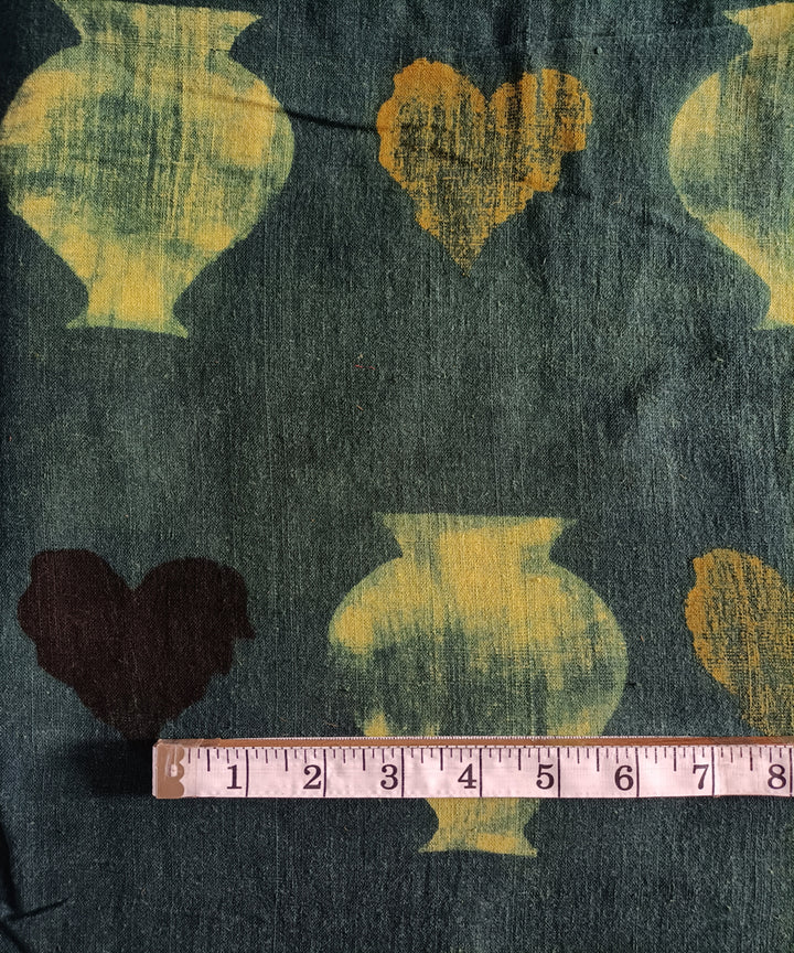 2.5m green yellow black ajrakh print cotton khadi kurta material