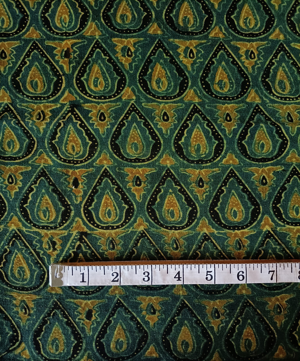 2.5m green yellow khadi cotton ajrakh print kurta material