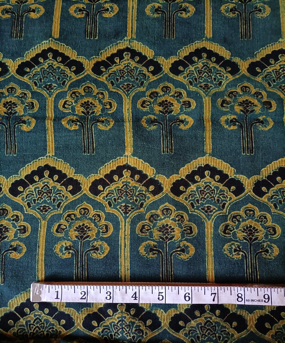 2.5m blue black yellow khadi cotton ajrakh print kurta material