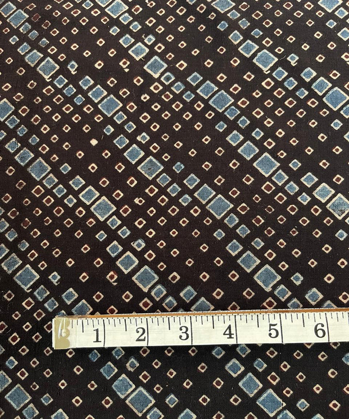 2.5m black blue cream khadi cotton ajrakh printed kurta material