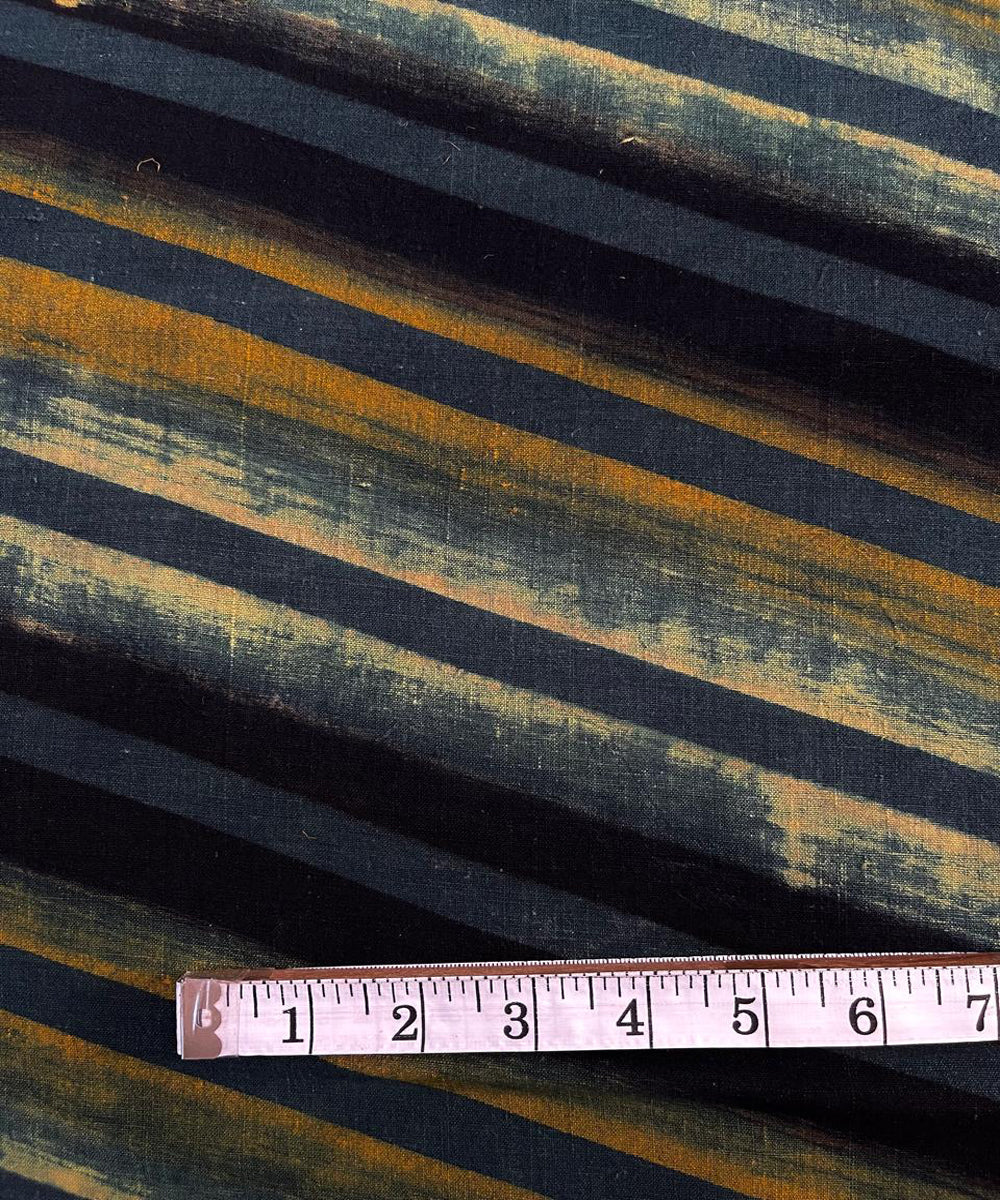 2.5m black blue yellow stripes khadi cotton ajrakh print kurta material