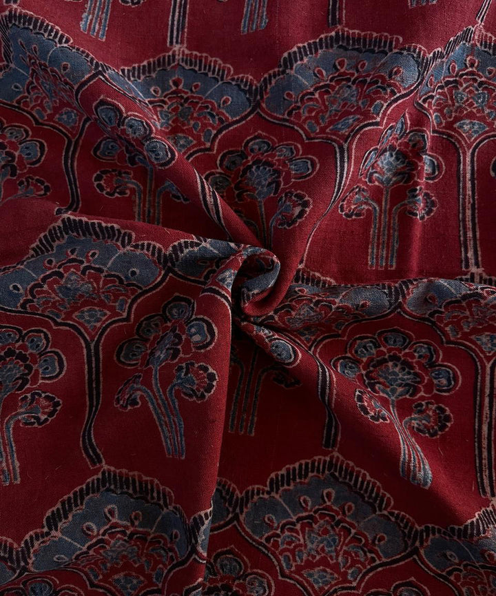 2.5m red blue khadi cotton ajrakh print kurta material