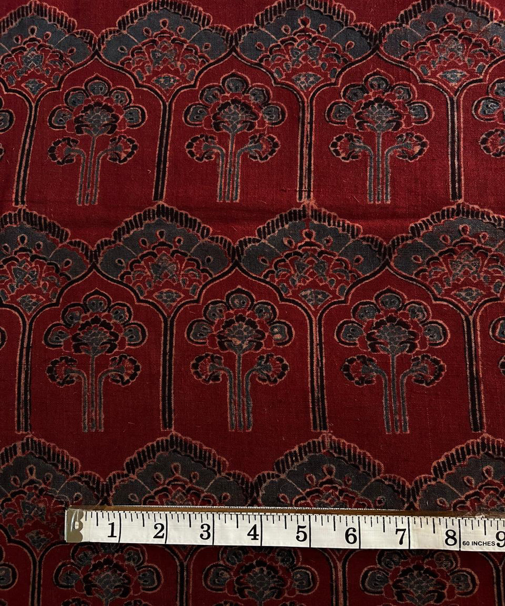 2.5m red blue khadi cotton ajrakh print kurta material