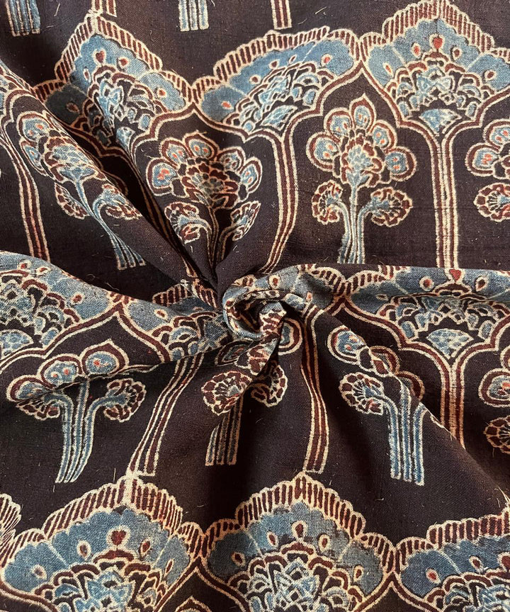 2.5m black cream blue khadi cotton ajrakh print kurta material