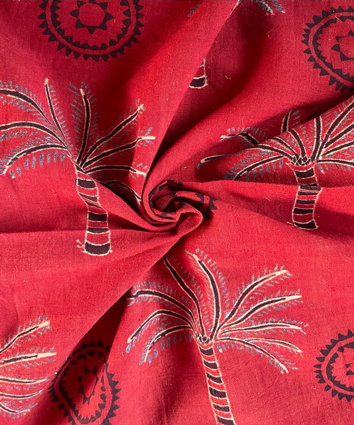 2.5m red black khadi cotton ajrakh print kurta material