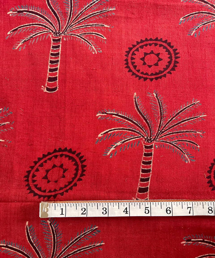 2.5m red black khadi cotton ajrakh print kurta material