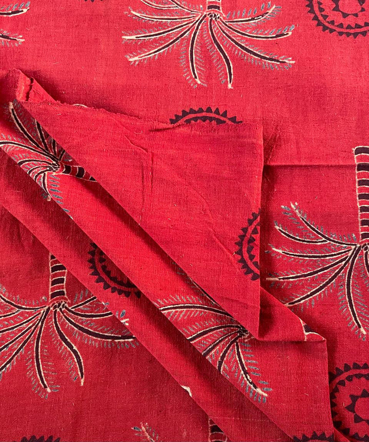 2.5m red black khadi cotton ajrakh print kurta material