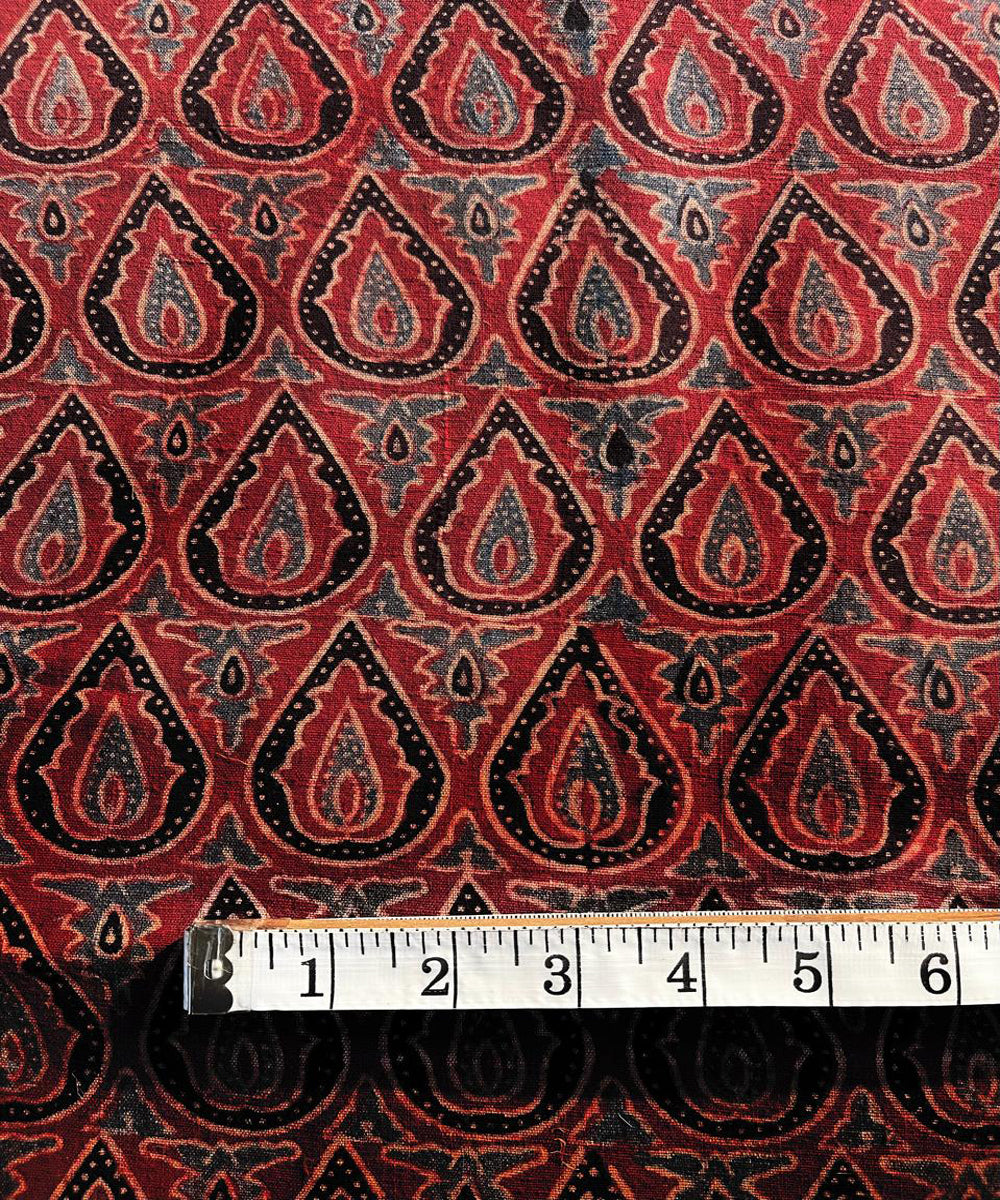 2.5m red black blue khadi cotton ajrakh print kurta material