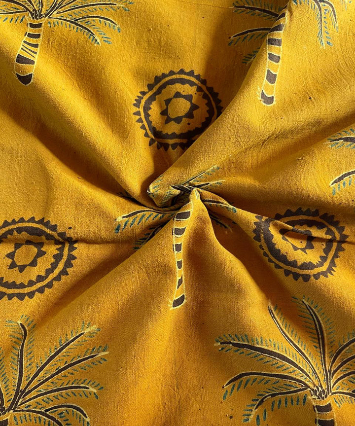 2.5m yellow black blue khadi cotton ajrakh print kurta material