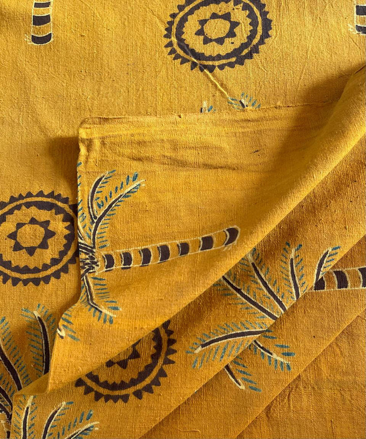 2.5m yellow black blue khadi cotton ajrakh print kurta material