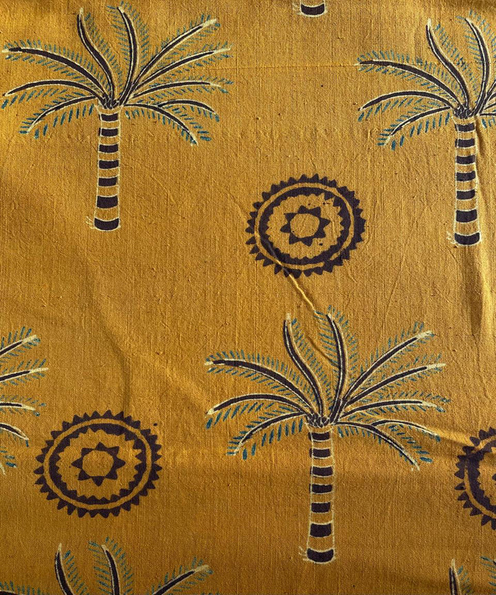 2.5m yellow black blue khadi cotton ajrakh print kurta material