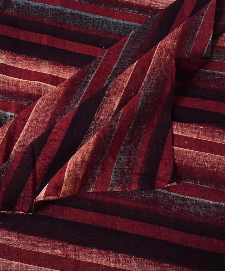 2.5m maroon black stripes khadi cotton ajrakh print kurta material