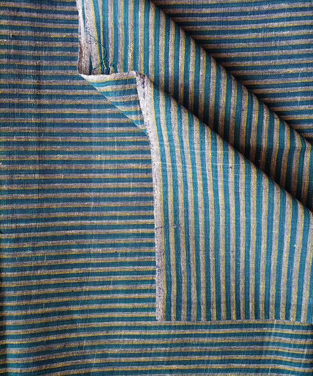 2.5m white yellow blue handspun handloom stripe cotton kurta material