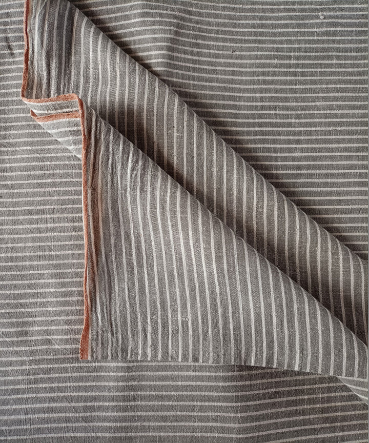 2.5m laurel green cream handspun handloom stripe cotton kurta material