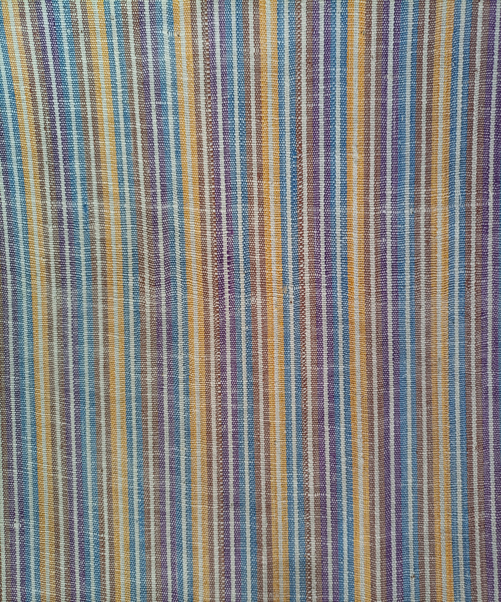 2.5m yellow purple blue handspun handloom stripe cotton kurta material