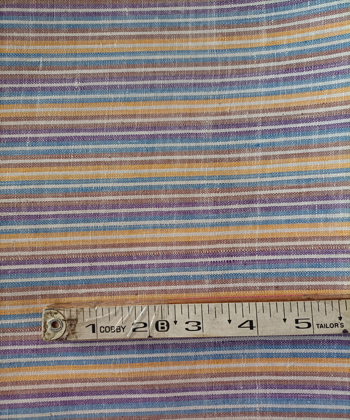 2.5m yellow purple blue handspun handloom stripe cotton kurta material