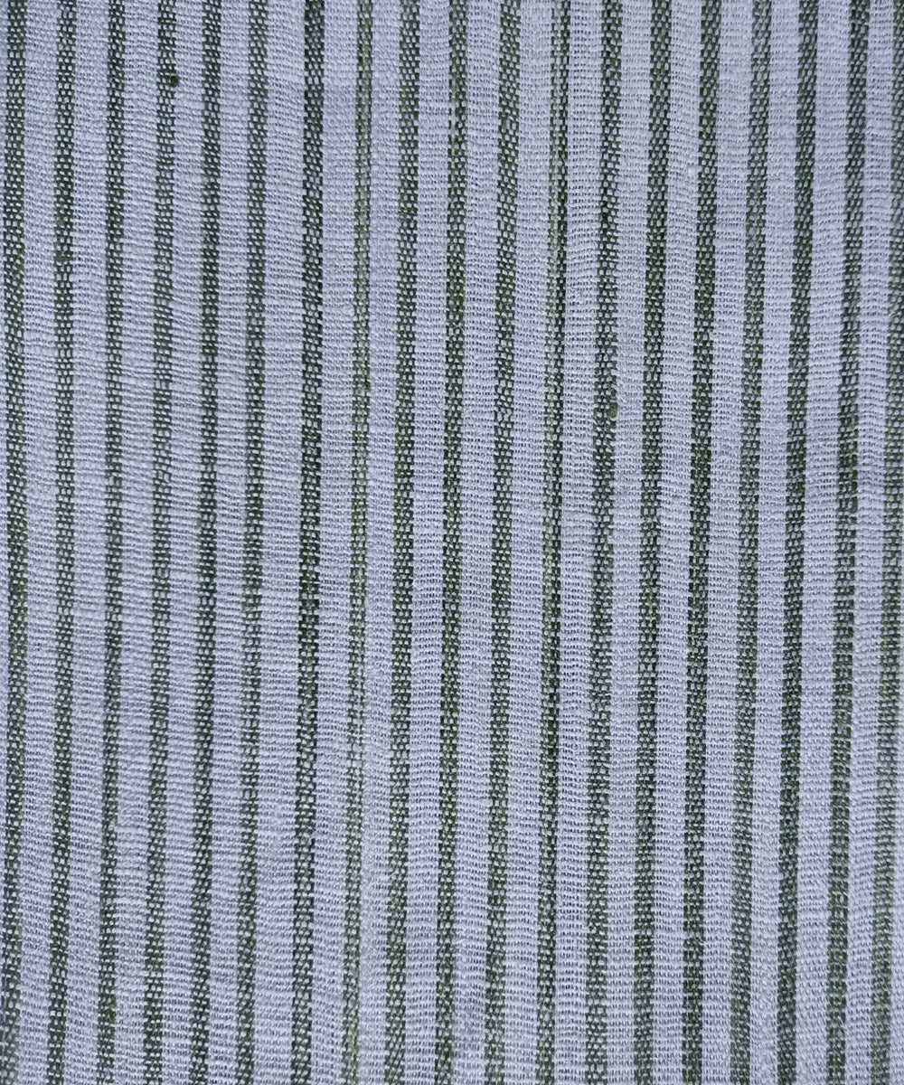 2.5m olive white handspun handloom stripe cotton kurta material